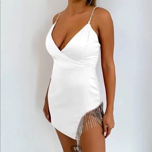 SHEIN Rhinestone White Dress